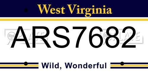 ARS7682 West Virginia License Plate