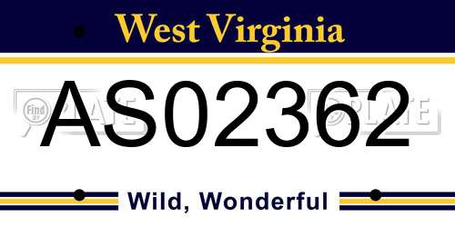 AS02362 West Virginia License Plate