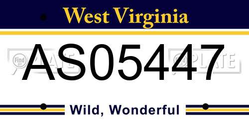 AS05447 West Virginia License Plate