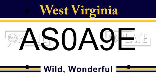 AS0A9E West Virginia License Plate