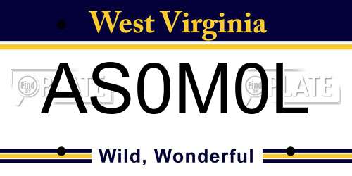AS0M0L West Virginia License Plate