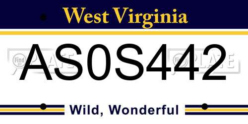AS0S442 West Virginia License Plate