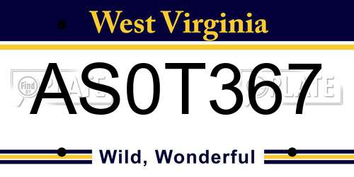 AS0T367 West Virginia License Plate