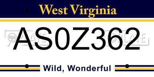 AS0Z362 West Virginia License Plate