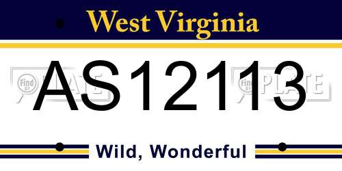 AS12113 West Virginia License Plate