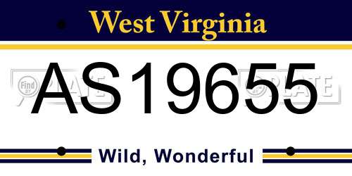 AS19655 West Virginia License Plate