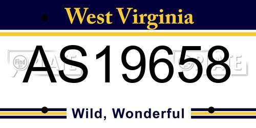 AS19658 West Virginia License Plate