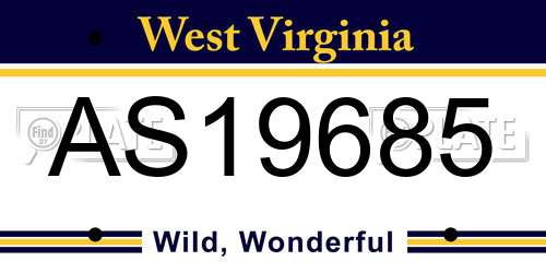 AS19685 West Virginia License Plate
