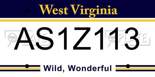 AS1Z113 West Virginia License Plate
