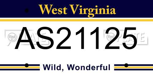 AS21125 West Virginia License Plate