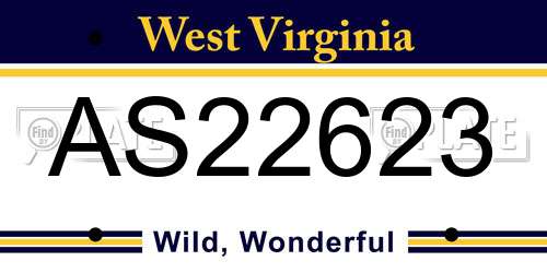 AS22623 West Virginia License Plate