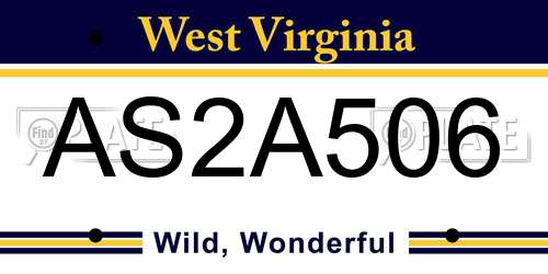 AS2A506 West Virginia License Plate
