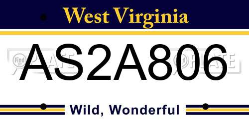 AS2A806 West Virginia License Plate