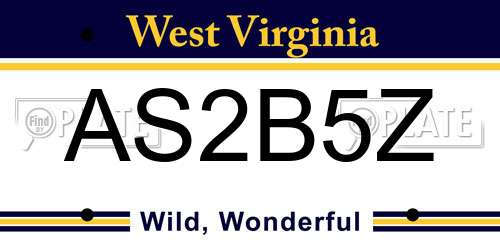 AS2B5Z West Virginia License Plate