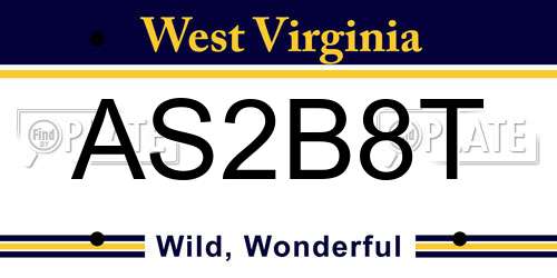 AS2B8T West Virginia License Plate