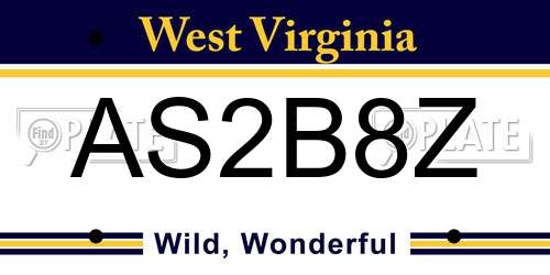 AS2B8Z West Virginia License Plate