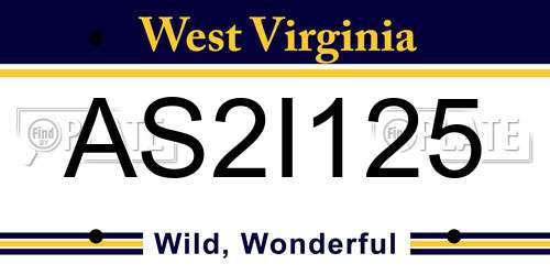 AS2I125 West Virginia License Plate