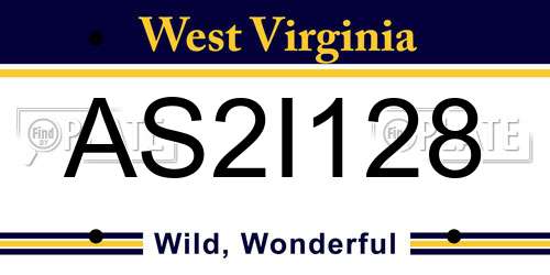 AS2I128 West Virginia License Plate