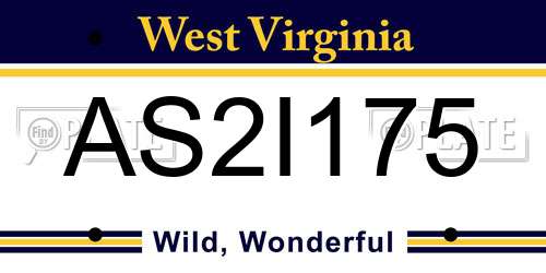 AS2I175 West Virginia License Plate