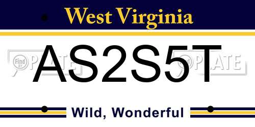 AS2S5T West Virginia License Plate