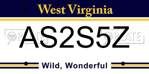 AS2S5Z West Virginia License Plate