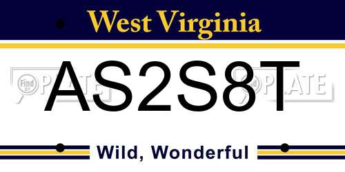 AS2S8T West Virginia License Plate