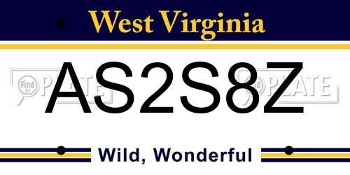 AS2S8Z West Virginia License Plate