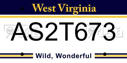 AS2T673 West Virginia License Plate
