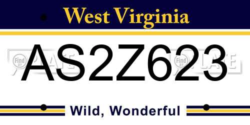 AS2Z623 West Virginia License Plate