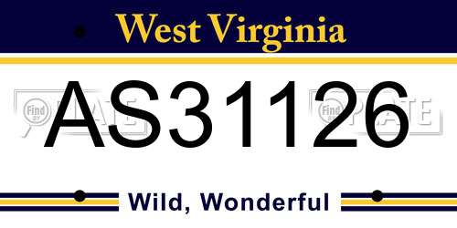 AS31126 West Virginia License Plate