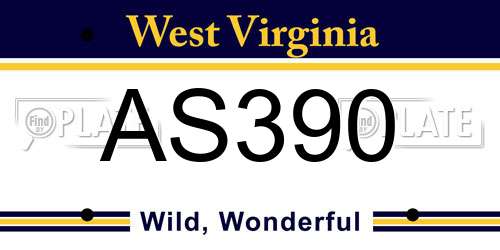 AS390 West Virginia License Plate