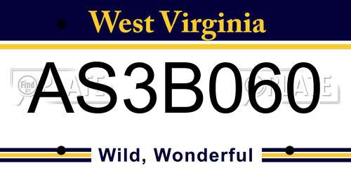 AS3B060 West Virginia License Plate