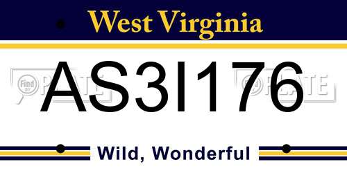 AS3I176 West Virginia License Plate