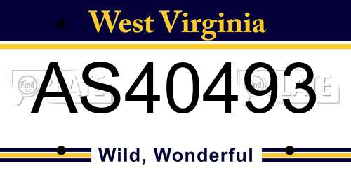 AS40493 West Virginia License Plate