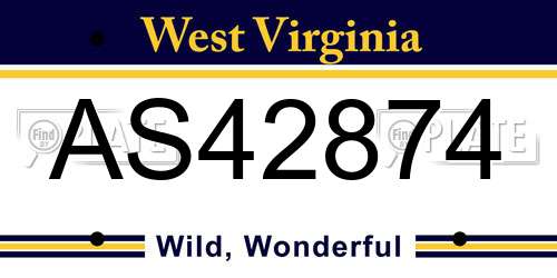 AS42874 West Virginia License Plate