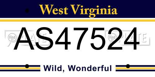 AS47524 West Virginia License Plate