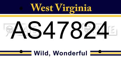 AS47824 West Virginia License Plate