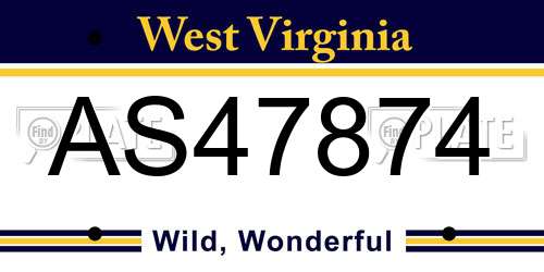AS47874 West Virginia License Plate