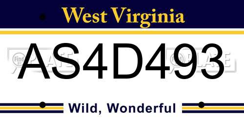 AS4D493 West Virginia License Plate