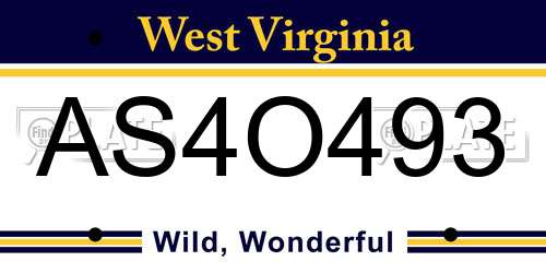 AS4O493 West Virginia License Plate