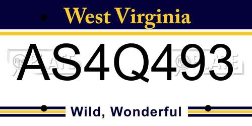 AS4Q493 West Virginia License Plate
