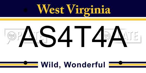 AS4T4A West Virginia License Plate