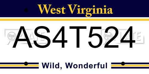 AS4T524 West Virginia License Plate