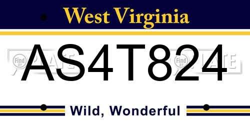 AS4T824 West Virginia License Plate