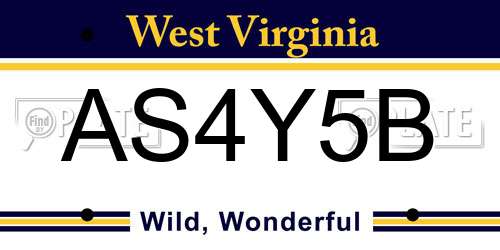 AS4Y5B West Virginia License Plate