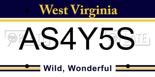 AS4Y5S West Virginia License Plate