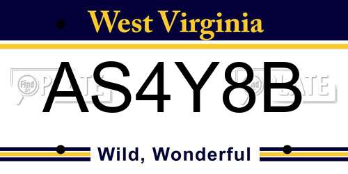 AS4Y8B West Virginia License Plate