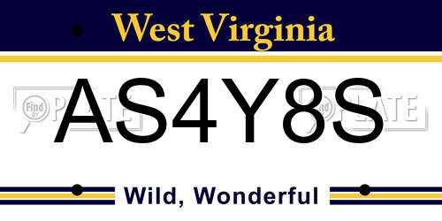 AS4Y8S West Virginia License Plate