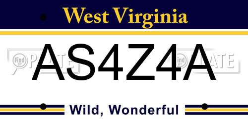 AS4Z4A West Virginia License Plate
