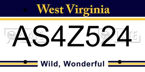 AS4Z524 West Virginia License Plate